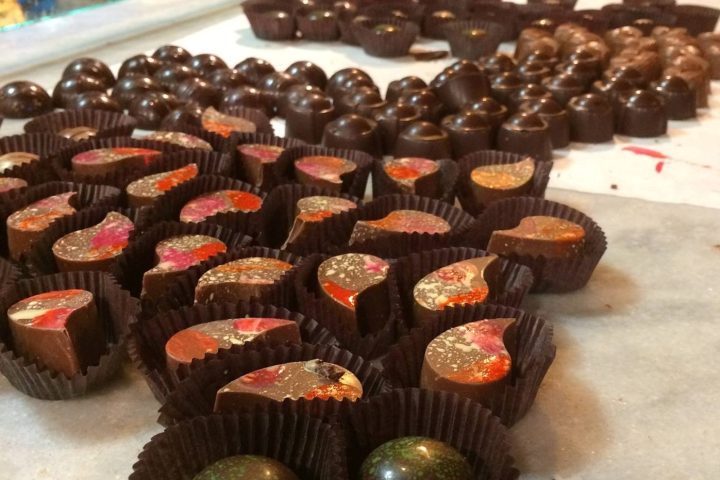 Display of chocolates and truffles