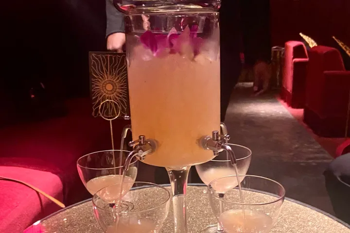 a glass of wine on a table